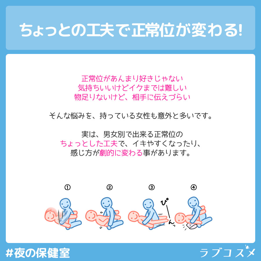 ちょっとの工夫で正常位が変わる