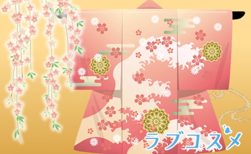 ピンクの着物