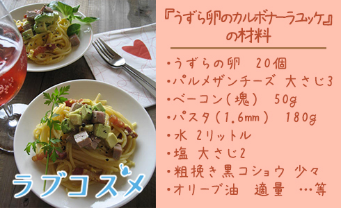 うずら卵のカルボナーラユッケ材料(2人分)