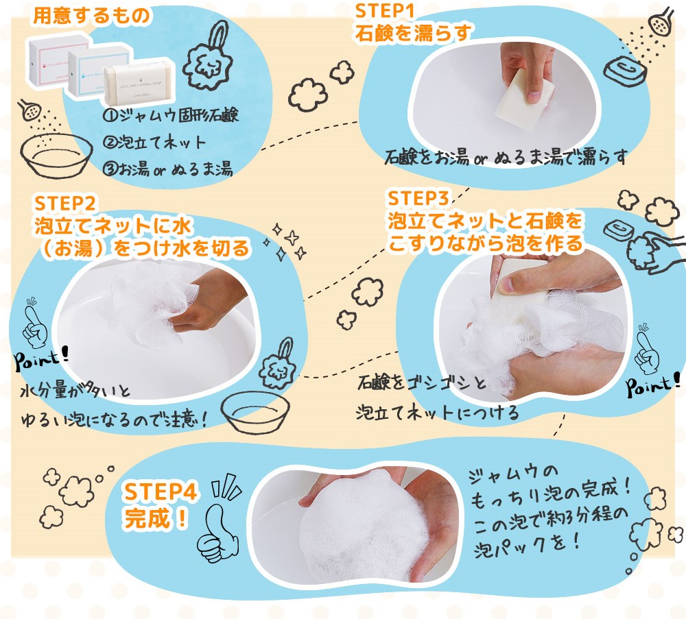 ジャムウ固形石鹸の上手な泡立て方