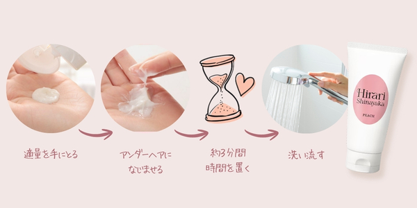 ヒラリシナヤカ ピーチをアンダーヘアに使用する様子