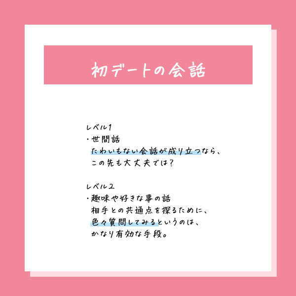 初デートの会話レベル①②